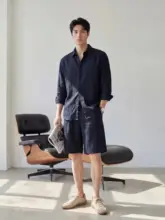 軽やかで通気性のあるメンズシャツ【リネンブレンド・吸湿速乾・シンプルデザイン・ロングスリーブ】