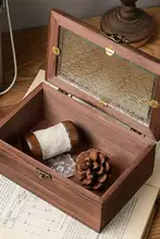 木製 サクラの花 ガラス製ジュエリーボックス【レトロデザイン・化粧品収納・デスクトップ用】