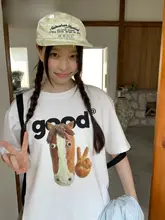 半袖Tシャツ ユニセックス パン型ヘッド 子馬 パロディプリント ベーシック 夏 「MeihaoStore」