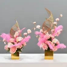 高級感漂う羽毛デスクフラワー【リアルな造花・ホテルやバー、誕生日パーティに最適】