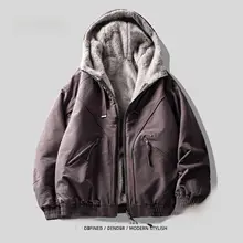 リバーシブルデザインのアウトドア用極上の柔らかさフリースコットンジャケット【冬用・保温・フード付き】