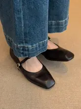 牛革製 バタフライリボン付きフラットシューズ【スクエアトゥ・ピンク・女性用】
