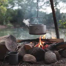 軽量チタン製キャンプ用ケトル【アウトドア・持ち運び便利・お湯沸かし用】