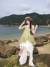 レトロな不規則デザインのハイウエストシフォンスカート【夏用・ゴシックスタイル】