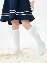 女児用 薄手メッシュ靴下【通気性・リボンデザイン・中筒】（セットアップ対応）