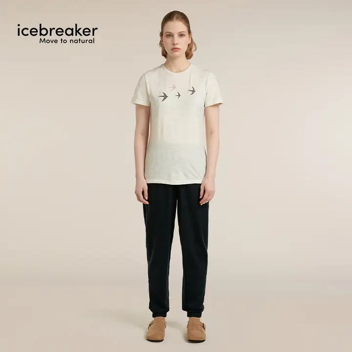 女性用 アウトドア プリント半袖Tシャツ【100%美利奴羊毛・軽量・快適】