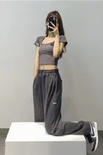 高腰ワイドレッグジャズ＆ヒップホップダンスパンツ【グレー・ゆったりデザイン・女性用】