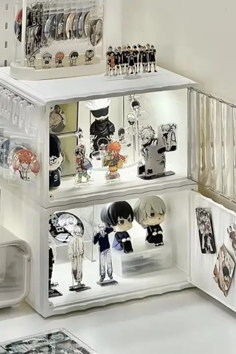 二次元デザインの卓上収納キャビネット【フィギュア展示・防塵対策】
