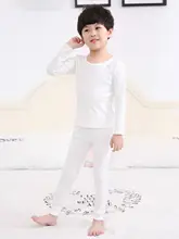 子供用コットン製ラウンドネックインナー【白・秋冬用・黒のレギンス付き】（セットアップ対応）