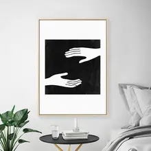 白黒ラインデザインのアートパネル【リビングソファの背景壁・北欧風・抽象画】