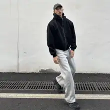 カジュアルストレートパンツ【春用・レトロデザイン・立体裁断】（セットアップ対応）