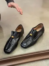 牛革製 ビンテージ風 フラットローファー【女性用・スクエアトゥ・通勤向け】