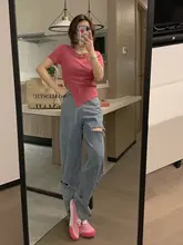 スリムなシルエット！マルチカラーの短丈サイドスリット長袖Tシャツ【デイリースタイル】