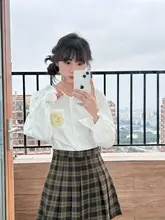 デザイン性抜群のネイビースタイル黒長袖白JK制服シャツ【春秋用】