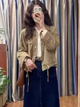 春季用カジュアル工事ジャケット【薄手・カーキ・ショート丈・女性用】