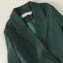 大きいサイズ レディース 春夏用 ダークグリーン ショートジャ ケット&パンツセット【ダブルブレスト・ストレートパンツ】