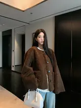 冬用 フィット感抜群のコーヒー色 フリースコート【ラウンドネック・厚手】