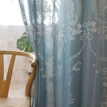 北欧風デザインの白い刺繍入りカーテン【透け感のあるレース・シンプルスタイル・リビング/寝室用】