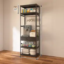 キッチンカウンターキャビネット 多層 家庭用 キャビネット 多機能 壁寄せ 収納キャビネット 黒