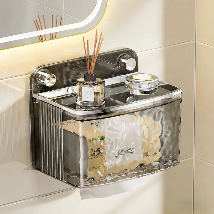 トイレ用壁掛け toilet paper holder【穴あけ不要・シンプルデザイン・収納ラック】