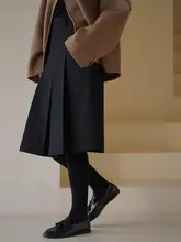 ハーチ・シア・北欧風チェックプリーツスカート【ハイウエスト・スリムシルエット・通勤用】