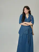 セットアップ レディース デニム シャツ スカート フレンチスタイル ヴィンテージ 紐デザイン 大きいサイズ ぽっちゃり 着痩せ 体型カバー 上品