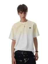 半袖Tシャツ メンズ アメリカン風 ヘビーオンス グラデーションプリント ウォッシュ加工 オーバーサイズ 上品 トップス 「MRNEARLY」