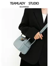 TEAMLADY 本革製 ソフトクッションバッグ【霧がかった青・斜め掛け・女性用・スマホ収納・医療用】