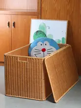 Kens 大容量プラスチック収納ボックス【藤編みデザイン・蓋付き・布団・衣類収納】