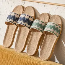 リネン製 カップル用 手作り室内スリッパ【夏用・滑り止め・家庭用】