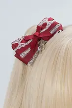 手作りリボンハートチャーム付きヘアクリップ【可愛いロリータ風・ツインテール用・極上の柔らかさ】（セットアップ対応）