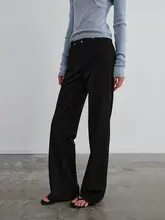 フレアパンツ レディース スリム ストレッチ 着痩せ ブラック デザイン性 通勤 秋「GREEN BELT」