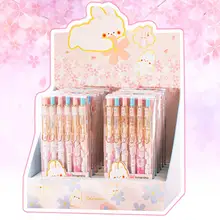 可愛らしい桜とウサギデザインのボールペン【ボックス入り・スチールクリップ・ノック式】