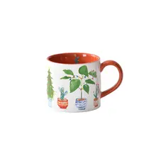 マグカップ セラミック 観葉植物モチーフ 爽やか ナチュラル おしゃれ 日常使い カフェタイム「PiaJi」