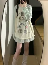 カラフルなプリントの長袖Tシャツ【コントラストデザイン・可愛いアートスタイル・重ね着対応】（セットアップ対応）
