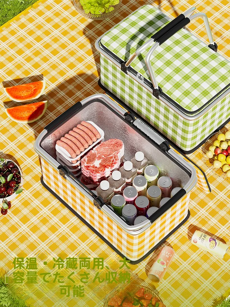 折りたたみ式ピクニックバスケット：保温機能付きで春のレジャーを快適に