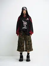 スポーツ風バイカラー切替レーシング速乾長袖Tシャツ【ユニセックス・通気性・ゆったりシルエット】