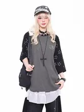 半袖Tシャツ レディース カラーブロック ラグランスリーブ ドレープ ルーズ ヴィンテージ 夏 トップス