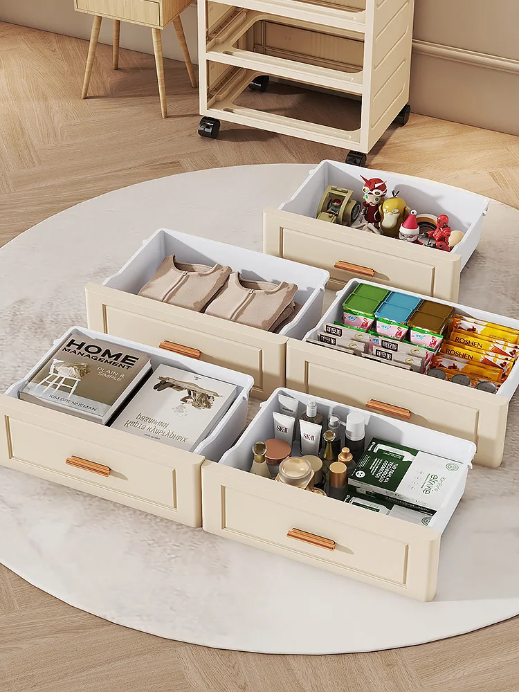 収納キャビネット 引き出し式 プラスチック多層 リビング・寝室向け 轻奢風