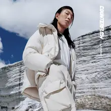 Li-Ning メンズ冬用保温フード付きアウター【スタンドカラー・スリムフィット・ダウンジャケット】
