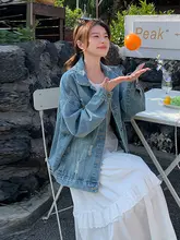 デニムジャケット【レトロデザイン・カジュアル・ゆったりフィット・ダメージ加工】（セットアップ対応）