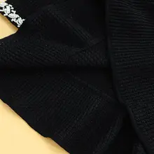 HEIDD 短袖ニットワンピース【ビーズ飾り・ブラック・春用・通勤】