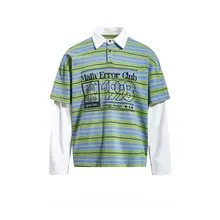 アメリカンレトロストライプの長袖Tシャツ【男女兼用・春用・カジュアル・ゆったりデザイン】（セットアップ対応）