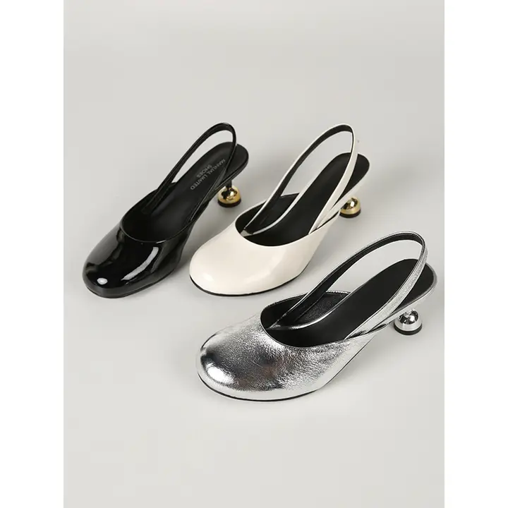 夏用丸トゥデザインのレディース真皮オープントゥサンダル【エレガント・ハイヒール】