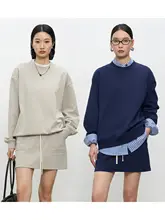 高捻精梳棉使用のフィットトップス【丸首・長袖・ショートスカート】（セットアップ対応）