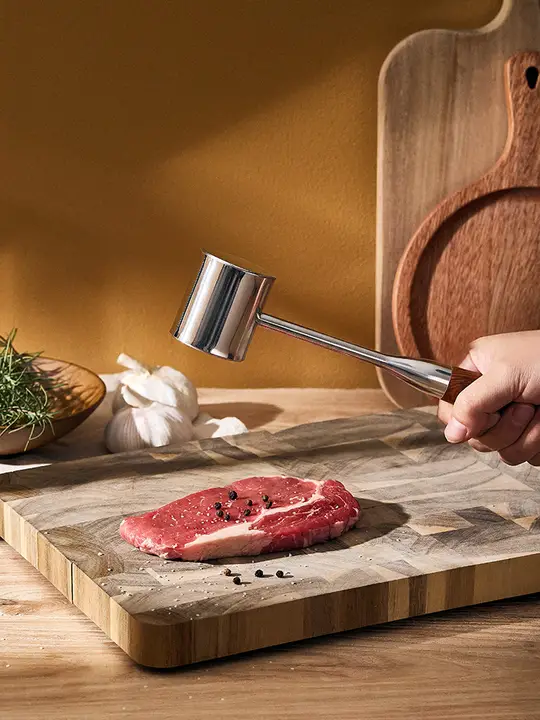肉叩き ミートテンダライザー ステンレス ステーキハンマー 家庭用 調理器具 キッチン用品 「alaniz」