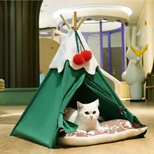冬用クリスマス猫テント【保温・半封閉デザイン・洗濯可能】
