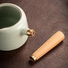 汝窯 陶器製 おしゃれなろうそく用カップ【防熱・側取っ手付き・一体型】