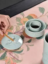 初心者向け 陶器製書道用具セット【蓋付き硯・筆筒・筆洗・水滴・筆置き】（セットアップ対応）