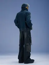 オリジナルデザインのレトロストレートブラックデニムパンツ
